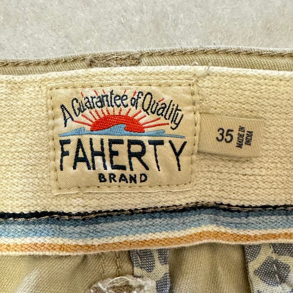 Faherty Island Life Shorts 8" Organic Cotton Tan Khaki Chino MBS2203 Mens Sz 35 - Picture 3 of 10